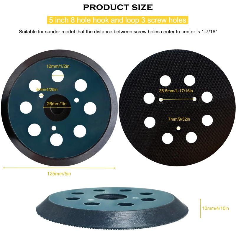 M-jump Standard 5" Hook and Loop Replacement Sander Pad for Porter Cable 343/343k, 390/390K, 382, 343VSK Orbit Sander - Image 2